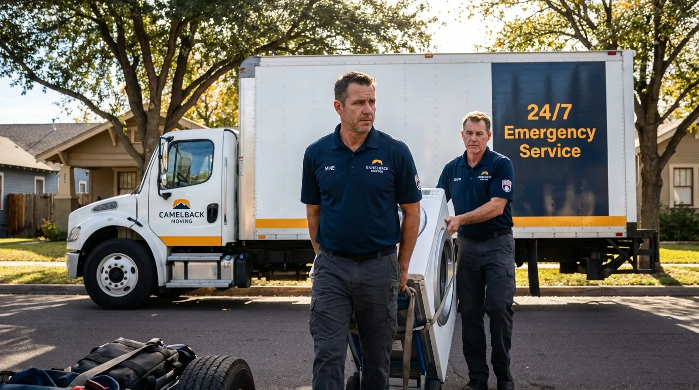 CamelBack Moving crew loading furniture in Chevy Chase, MD