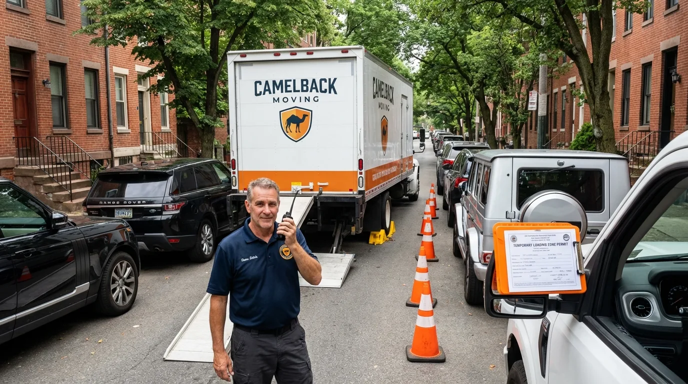 City street loading permit setup in Chevy Chase, MD