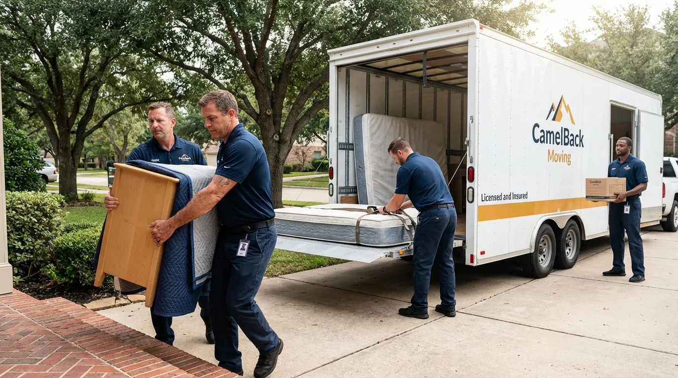Crew loading residential truck for cross-state move from Chevy Chase, MD
